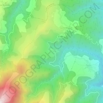 Mapa topográfico Can Gelis, altitude, relevo