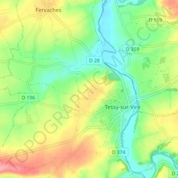 Mapa topográfico la campagne, altitude, relevo