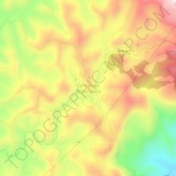 Mapa topográfico Conceição do Ibitipoca, altitude, relevo
