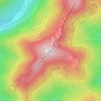 Mapa topográfico Planche des Belles Filles, altitude, relevo