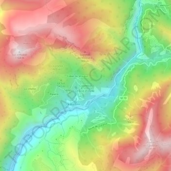 Mapa topográfico Colombier, altitude, relevo