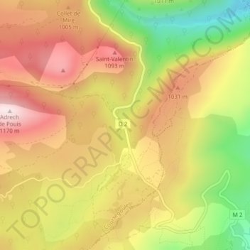 Mapa topográfico La Garussière, altitude, relevo