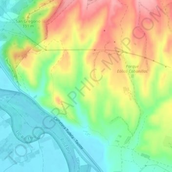 Mapa topográfico Corraliza de Arguedas, altitude, relevo