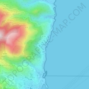 Mapa topográfico Pietranera, altitude, relevo