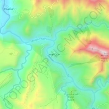 Mapa topográfico Habyugan, altitude, relevo