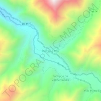 Mapa topográfico Espíritu Santo, altitude, relevo