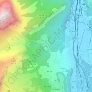 Mapa topográfico Plan Chevallier, altitude, relevo