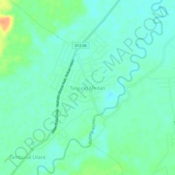 Mapa topográfico Tanjung Medan, altitude, relevo