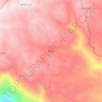 Mapa topográfico Piriari, altitude, relevo