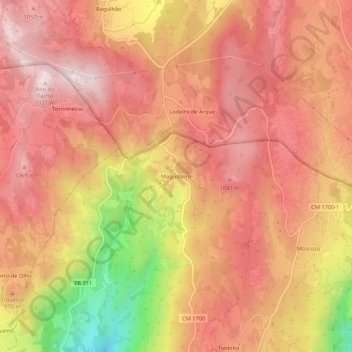 Mapa topográfico Magusteiro, altitude, relevo