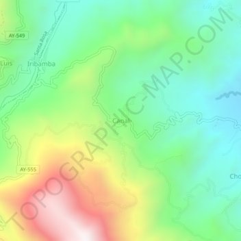 Mapa topográfico Canal, altitude, relevo