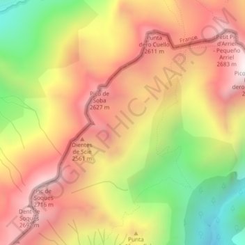 Mapa topográfico Laderas de Soba, altitude, relevo