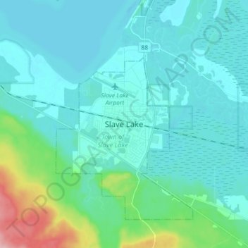 Mapa topográfico Slave Lake, altitude, relevo