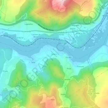 Mapa topográfico Astariz, altitude, relevo