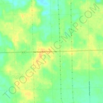 Mapa topográfico Thetford Center, altitude, relevo