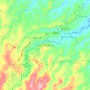 Mapa topográfico Tanjung Selamat, altitude, relevo