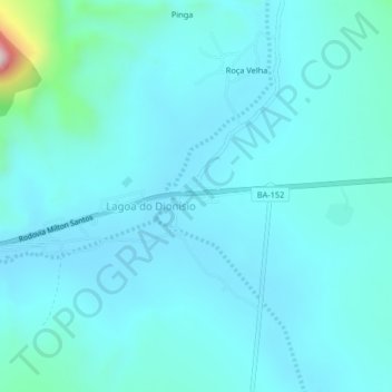 Mapa topográfico Lagoa do Dionísio, altitude, relevo