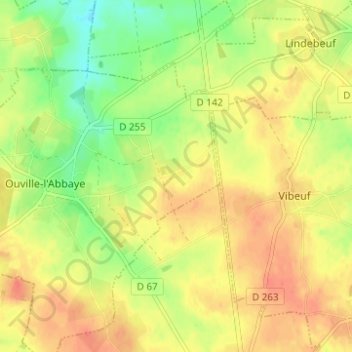 Mapa topográfico Le Mesnil Roux, altitude, relevo