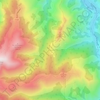 Mapa topográfico Ireiko Kaskoa, altitude, relevo