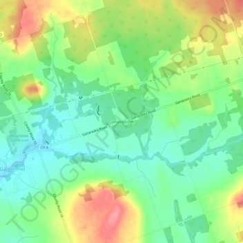 Mapa topográfico Campbellcroft, altitude, relevo