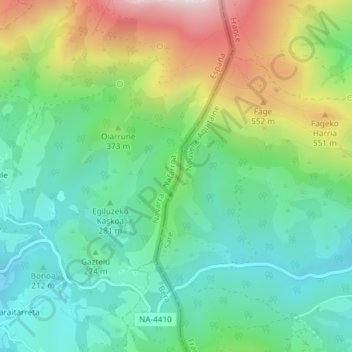 Mapa topográfico Peral de Bera, altitude, relevo