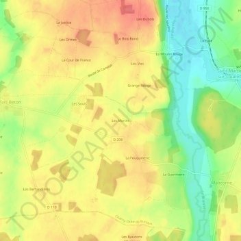 Mapa topográfico Les Morins, altitude, relevo