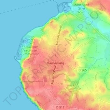 Mapa topográfico Hameau Commandé, altitude, relevo