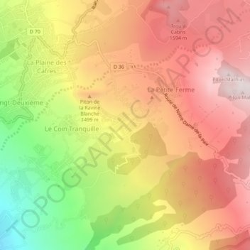 Mapa topográfico La Ravine Blanche, altitude, relevo