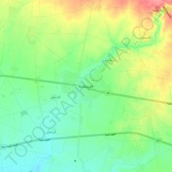 Mapa topográfico Al-Qahtaniya, altitude, relevo