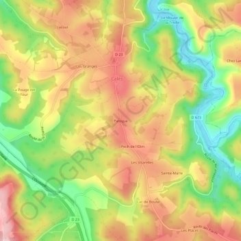 Mapa topográfico Paloque, altitude, relevo