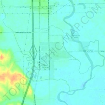 Mapa topográfico Hills, altitude, relevo