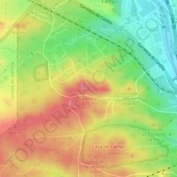 Mapa topográfico Cerro de Garabitas, altitude, relevo