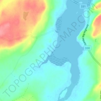 Mapa topográfico Gander Bay, altitude, relevo
