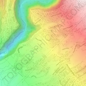 Mapa topográfico Trois Mares, altitude, relevo