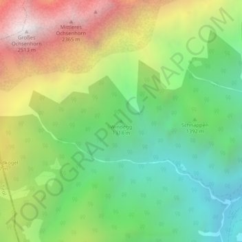 Mapa topográfico Windegg, altitude, relevo