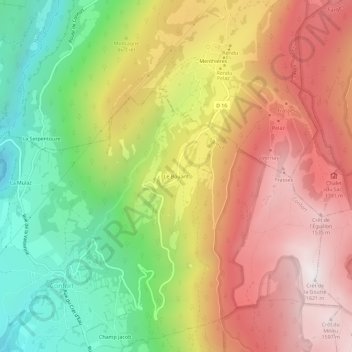 Mapa topográfico Le Bouant, altitude, relevo