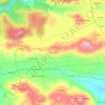 Mapa topográfico Soalheira, altitude, relevo