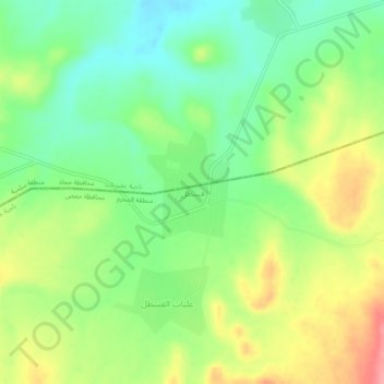 Mapa topográfico Qastal, altitude, relevo