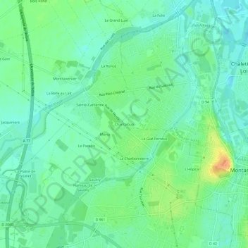 Mapa topográfico Chantaloup, altitude, relevo