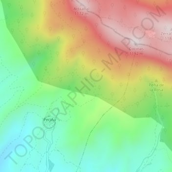 Mapa topográfico Pasos Malos, altitude, relevo
