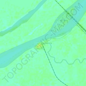 Mapa topográfico Porto Esperança, altitude, relevo