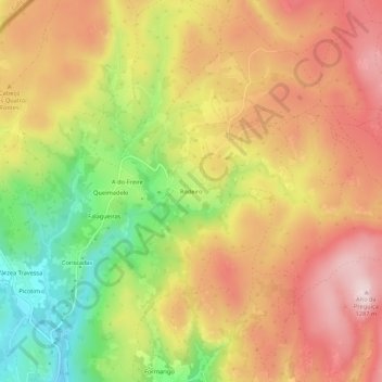 Mapa topográfico Rodeiro, altitude, relevo