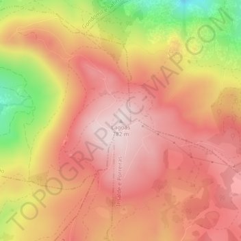 Mapa topográfico Lagoas, altitude, relevo