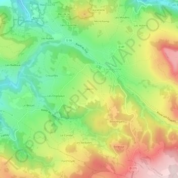 Mapa topográfico L'Herm, altitude, relevo