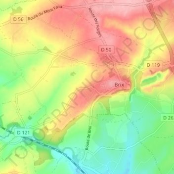 Mapa topográfico Hameau Terrier, altitude, relevo