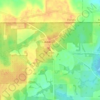 Mapa topográfico Britton Hill, altitude, relevo