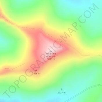 Mapa topográfico Medicine Mountain, altitude, relevo