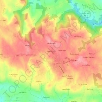 Mapa topográfico Beg Ar Roz, altitude, relevo