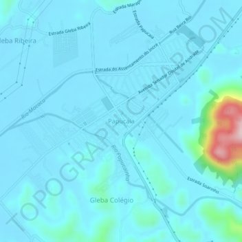 Mapa topográfico Papucaia, altitude, relevo