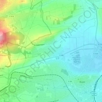 Mapa topográfico Les Pervenches, altitude, relevo